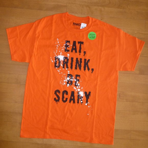 Mens "EAT, Drink, Be Scary" Halloween T-shirt Size Large or XXL NWT - Picture 1 of 2